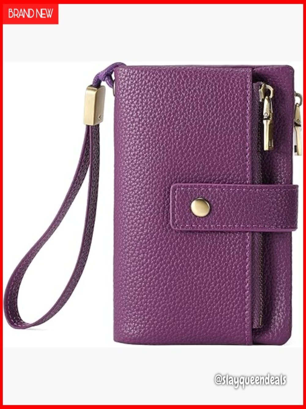 Leather RFID Blocking Wristlet Wallet with Coin Purse and Card Slots